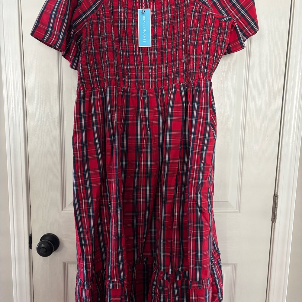 Draper James Red Plaid Smocked Dress 2X